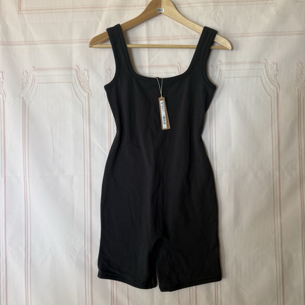 Skims Cotton Jersey Maternity Romper Soot Black Size XS NWT